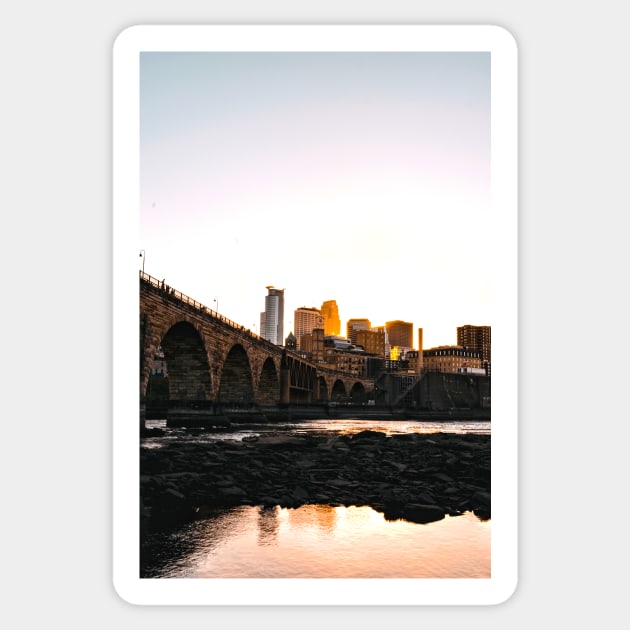 Minneapolis Minnesota Skyline Sunset Sticker by tonylonder